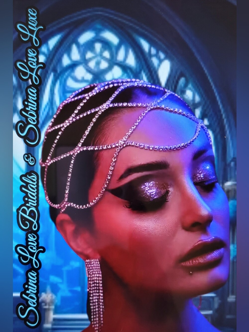 Exotic Crystal Rhinestone Silver Color Chain Headpiece